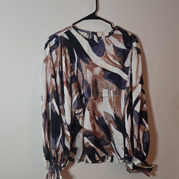 entro Tops - Entro Floral Bohemian Cottagecore Feminine Blouse Cream Brown Black New Small